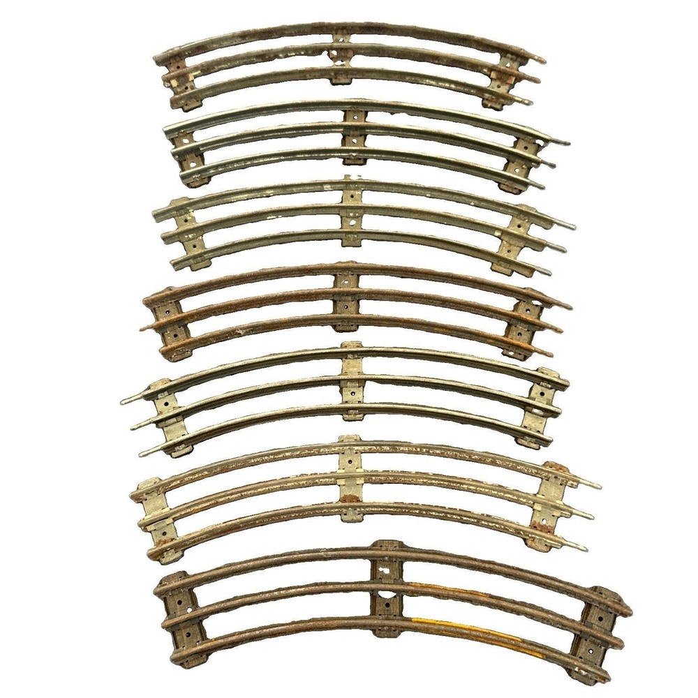 Vintage Lot Lionel 027 Gauge Train Track 7 Curved Metal Railroad Tracks